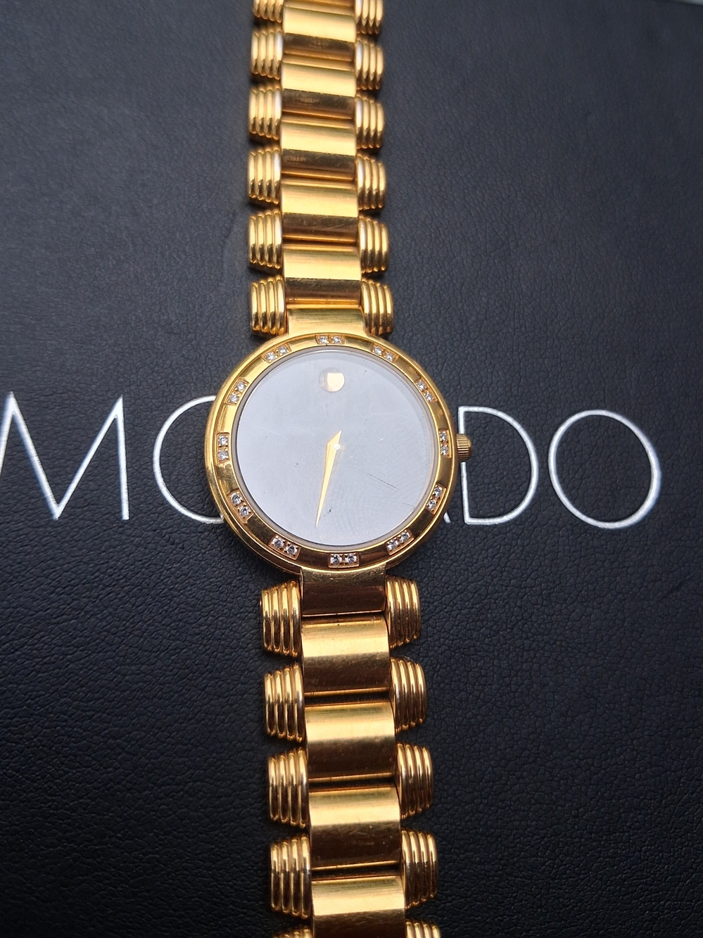 Movado Gold-Tone Bracelet Watch DIAMONDS $1995 - Picture 3 of 15